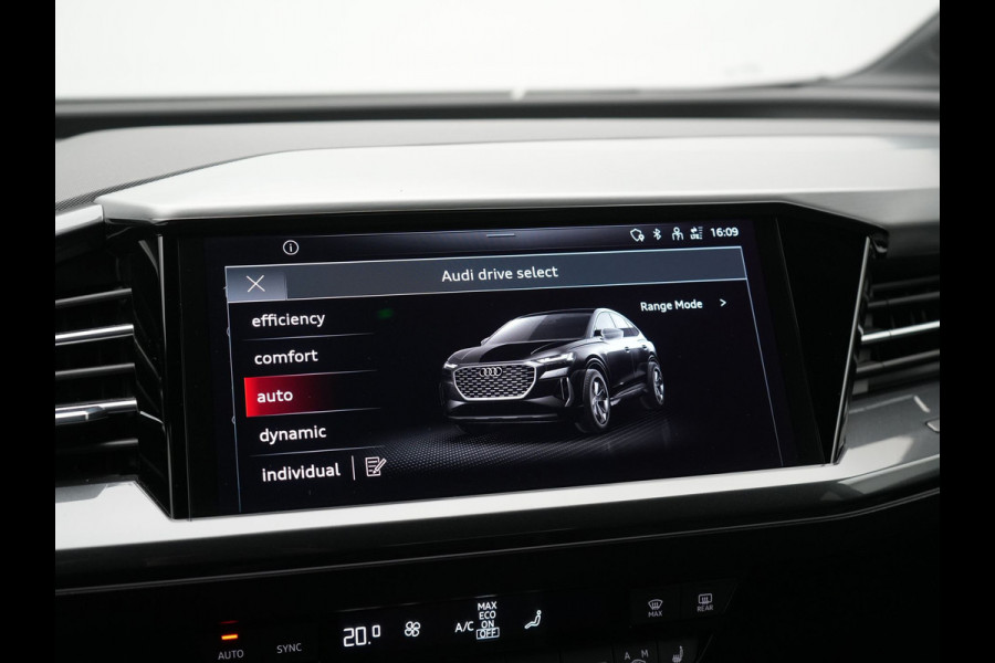 Audi Q4 e-tron Sportback 40 S Line 77 kWh 204pk | Adaptive Cruise | Valcona Lederen Sportstoelen Verwarmd | 20"L.M | Apple Carplay | Keyless | Blis | Camera | Virtual | Navigatie | DAB |