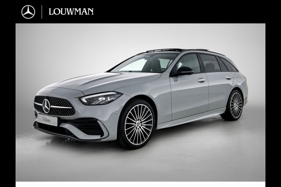 Mercedes-Benz C-Klasse Estate 300 e Business Solution AMG | Comfortpakket Plus | Parkeerpakket met 360°-camera | Nightpakket | Middenconsole metaalstructuur | Trekhaak | Panoramaschuifdak | 19" multispaaks lichtmetalen AMG-velgen | GUARD 360° Plus |