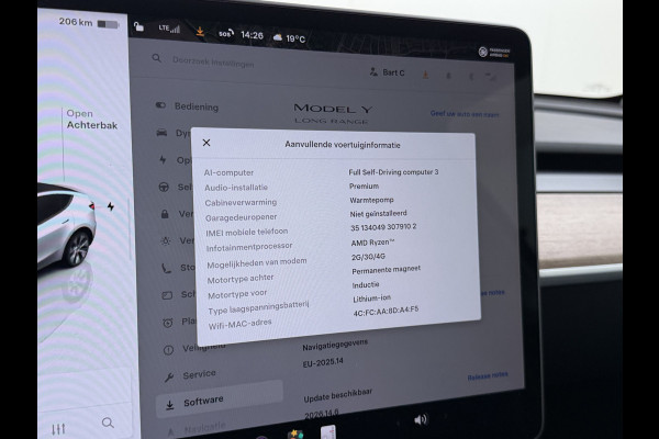 Tesla Model Y Long Range AWD 75kWh SOH 94% Warmtepomp AI-Computer Traffic Aware Adap.Cruise Leder Panoramadak Navi Ecc Camera Stoel+Stuurverwa Privacy Glas Lmv Elek.Achterklep Led Elek.Stoelen+Memory 4WD Fabrieksgarantie tot 15-02-2027 - Garantie op de Accu+Motor tot 15-2-2031/192.000km