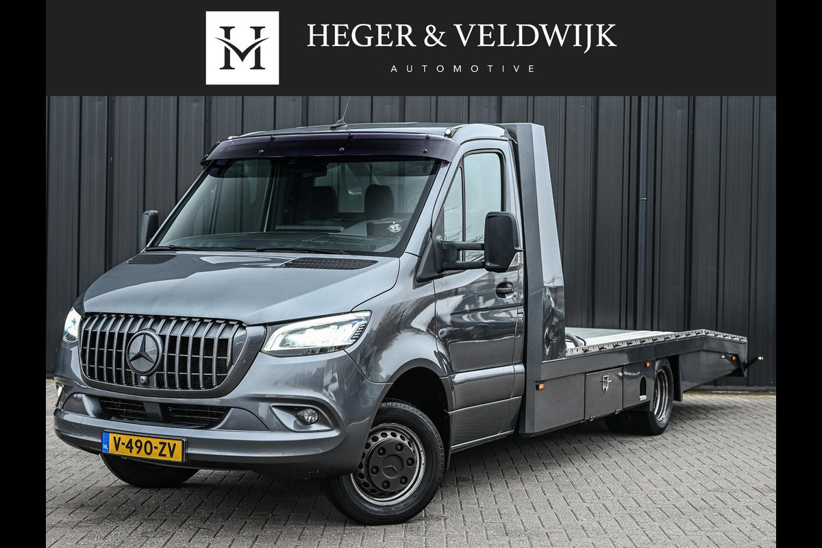 Mercedes-Benz Sprinter 519 3.0 CDI L3 EURO VI-D NL Auto · Tijhof opbouw · Luchtvering · Trekhaak · Opbergvakken L+R · Distronic · Led · 6 Cillinder · Climate · Lier elektrisch · Geveerde bestuurderstoel | oprijwagen