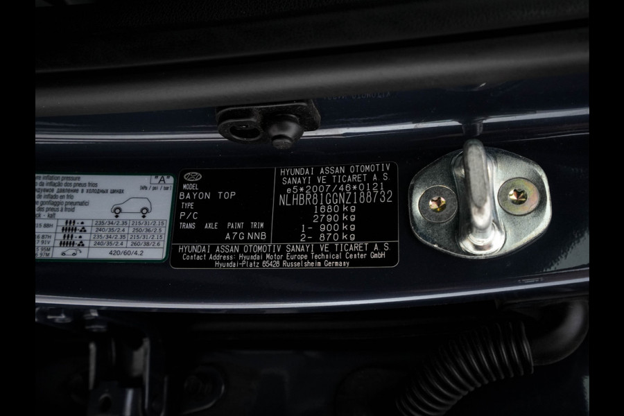 Hyundai Bayon 1.0 T-GDI Premium Sky (INCL.BTW) *PANO | ADAPTIVE-CRUISE | FULL-LED | BOSE-SOUND | BLINDSPOT | DIGI-COCKPIT | HEATED-SPORTSEATS | CAMERA | DAB | KEYLESS | PRIVACY-GLASS | 16''ALU | TOWBAR*