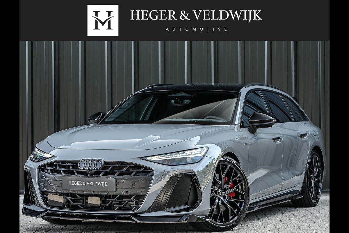 Audi A6 Avant 2.0 e-hybrid quattro S edition Competition | 5 Jaar garantie | Achterasbesturing | B&O | Carbon inleg | Stoelventilatie en Massage | Luchtvering | Panoramadak | Soft close | Keyless | Head-up | 360 camera | Passagiers Display |