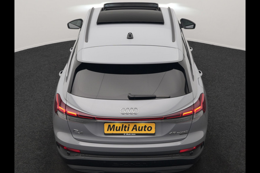 Audi Q4 e-tron 45 Quattro Edition 76,6 kWh 265pk Dealer O.H. | Panodak | Sonos Audio | Camera | Sfeerverlichting | Lederen Sportstoelen Verwarmd | Apple Carplay | Navigatie | DAB | 20"L.M |