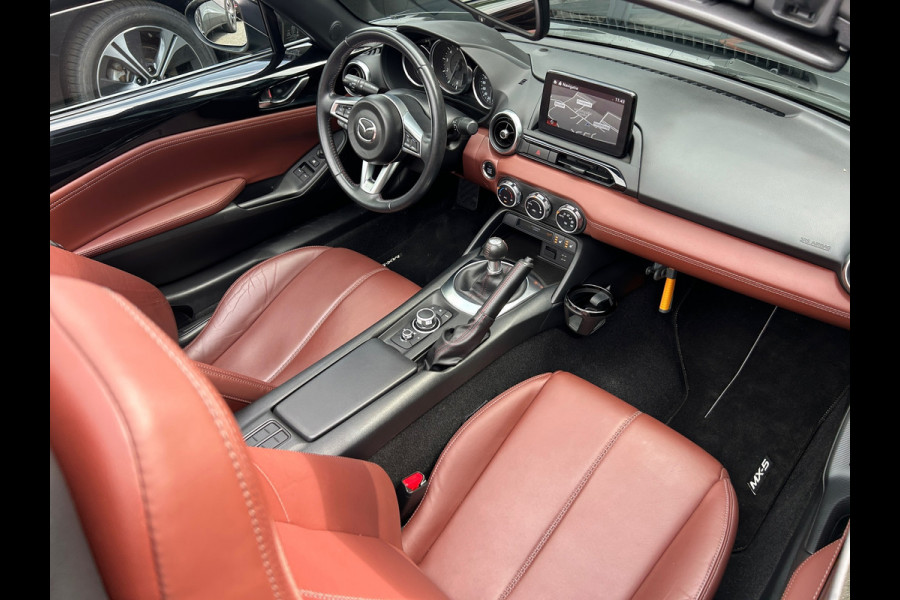 Mazda MX-5 1.5 SkyActiv-G 131 GT-M Zwart / Bruin Leder NL-Auto 100% Dealer Onderhouden
