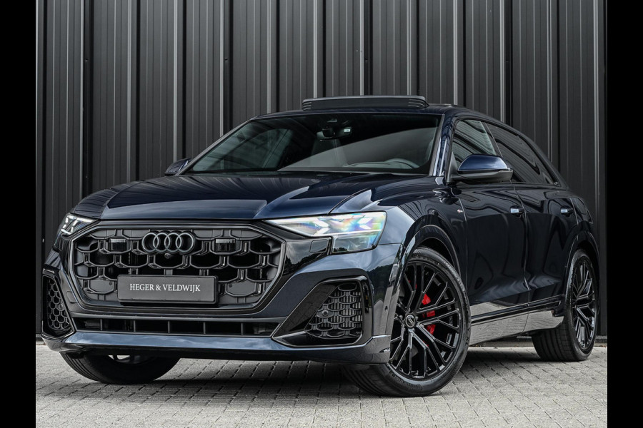 Audi Q8 55 TFSI e quattro Pro Line S | Panoramadak | 360 Camera | B&O | Head-up | Achterasbesturing | Luchtvering | Ambiance interieur | Soft close | Trekhaak | Stuurwiel verwarmd |