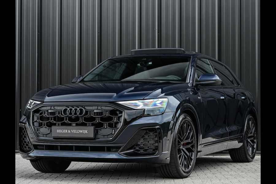 Audi Q8 55 TFSI e quattro Pro Line S | Panoramadak | 360 Camera | B&O | Head-up | Achterasbesturing | Luchtvering | Ambiance interieur | Soft close | Trekhaak | Stuurwiel verwarmd |