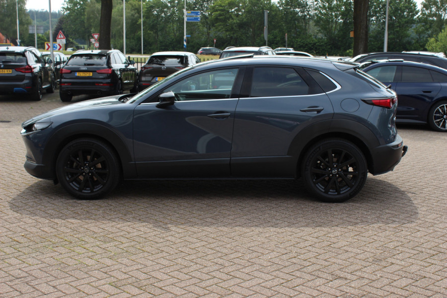 Mazda CX-30 2.0 e-SkyActiv-X M Hybrid Luxury / NL Auto! / Full option! / Trekhaak / Schuifdak / 360Camera / Head-up / Leder / Keyless / 18'' / CarPlay / Bose / Stuur+Stoelverwarming / Dodehoek / DAB / ACC