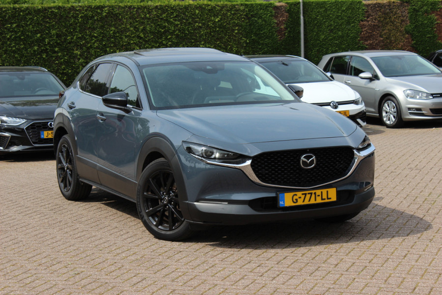 Mazda CX-30 2.0 e-SkyActiv-X M Hybrid Luxury / NL Auto! / Full option! / Trekhaak / Schuifdak / 360Camera / Head-up / Leder / Keyless / 18'' / CarPlay / Bose / Stuur+Stoelverwarming / Dodehoek / DAB / ACC