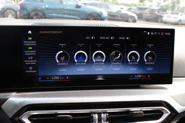 BMW i4 eDrive40 High Exe. M Sportpakket 84 kWh / SOH 91,4% / Trekhaak / Schuifdak / 360Camera / Head-up / Leder / Harman Kardon / Keyless / 19'' / Sfeerverlichting / CarPlay / Stoelventilatie+Verwarming / DAB / ACC