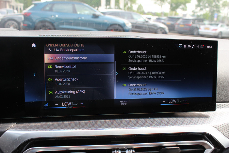 BMW i4 eDrive40 High Exe. M Sportpakket 84 kWh / SOH 91,4% / Trekhaak / Schuifdak / 360Camera / Head-up / Leder / Harman Kardon / Keyless / 19'' / Sfeerverlichting / CarPlay / Stoelventilatie+Verwarming / DAB / ACC