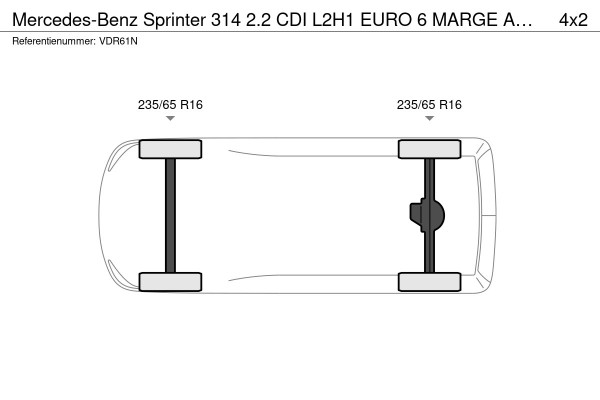 Mercedes-Benz Sprinter 314 2.2 CDI L2H1 EURO 6 MARGE AUTO 3 zitplaatsen.