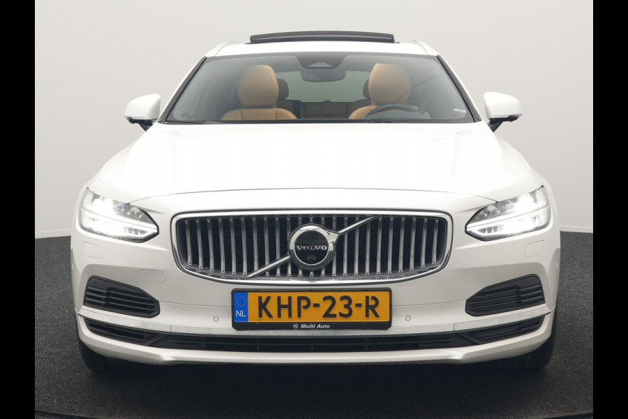 Volvo V90 T8 AWD Plus Bright LONG RANGE PHEV 455pk Dealer O.H. | Trekhaak Af Fabriek | Panodak | Adaptive Cruise | 360 Camera | Harman / Kardon | Lederen Sportstoelen Ventilatie & Memory | Stoelen & Stuur Verwarmd | Keyless | Blis | Google Assistent | SCHADE!!