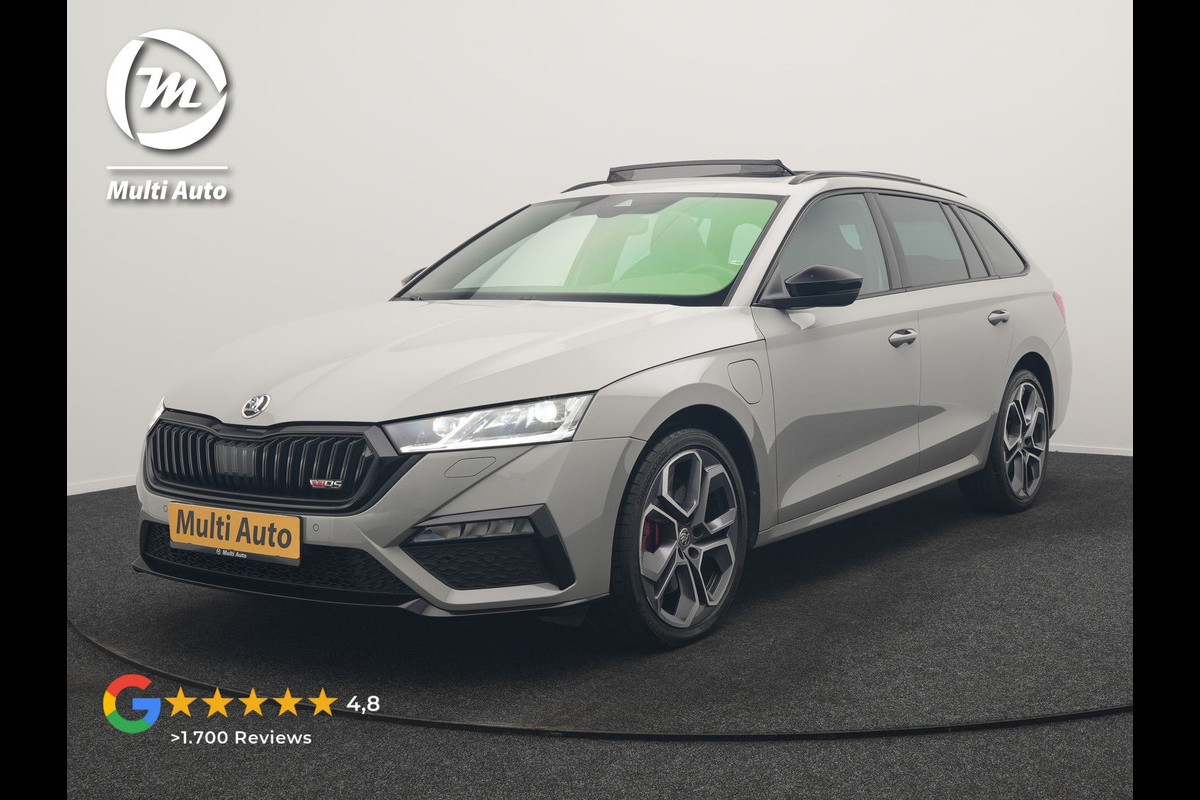 Škoda Octavia Combi 1.4 TSI iV RS PHEV 245pk Dealer O.H. | Panodak | Adaptive Cruise | Camera | Sportstoelen Verwarmd | Sfeerverlichting | Apple Carplay | Crystal LED | Keyless | Navigatie | DAB | Virtual Cockpit | 19"L.M | Plug In Hybrid |