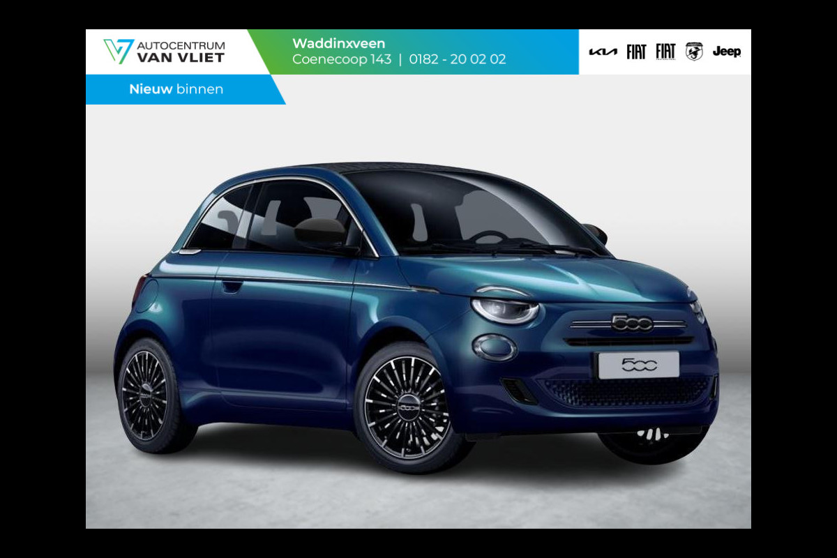 Fiat 500 Hybrid La Prima Cabrio | Clima | LED | PDC | JBL Premium Audio | 17" | Camera | Canneloni Ivory/Piombo interieur