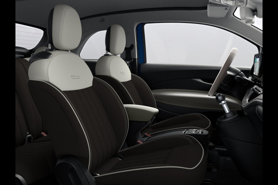 Fiat 500 Hybrid La Prima Cabrio | Clima | LED | PDC | JBL Premium Audio | 17" | Camera | Canneloni Ivory/Piombo interieur