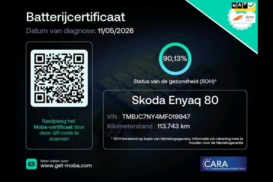 Škoda ENYAQ iV 80 SOH 90% LEER Trekhaak 1e Eig NL-Auto Rijklaarprijs!