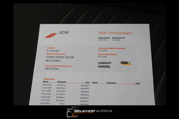 CUPRA Born Essential 62 kWh Carplay Navi Trekhaak Soh 93.6%