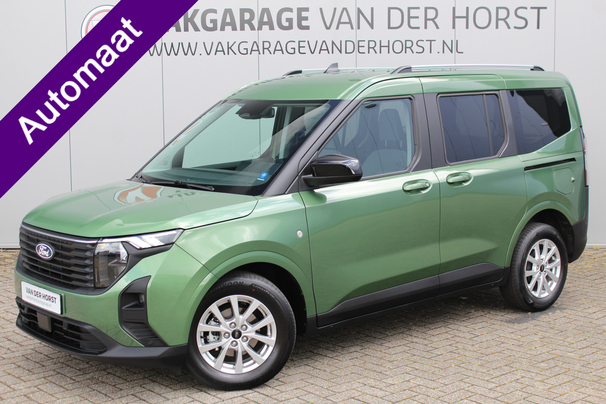 Ford Tourneo Courier 1.0-125pk Titanium AUTOMAAT ! UNIEKE Ford Tourneo Courier personen uitv. Fabr. garantie t/m 26-08-2029. Autm. airco, adapt. cruise cntrl, winterpkkt, LM wielen, navigatie, telefoonvoorb., lane- en side assist etc.