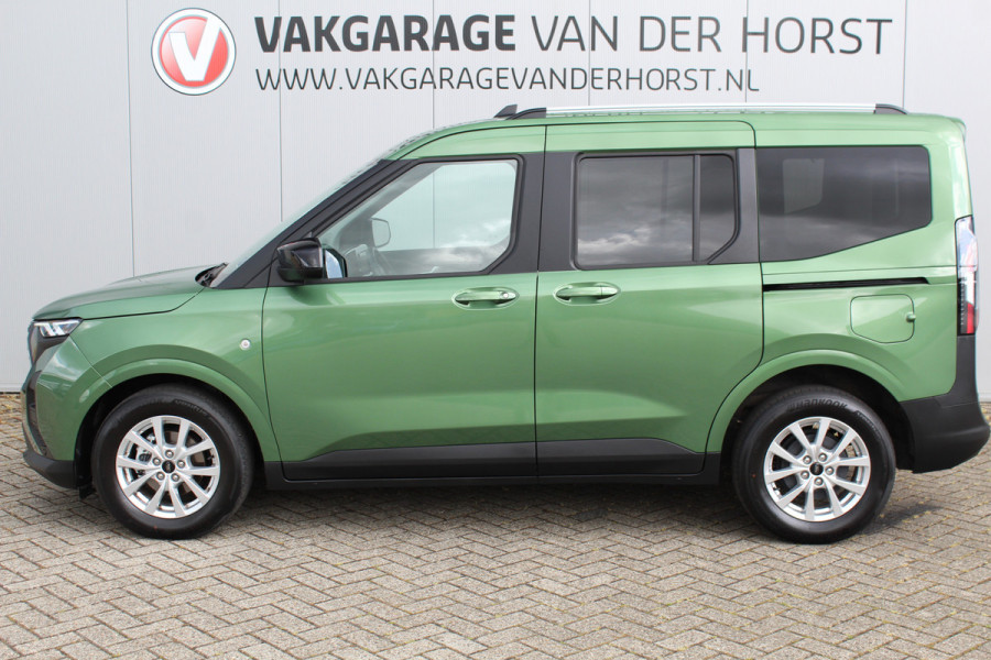 Ford Tourneo Courier 1.0-125pk Titanium AUTOMAAT ! UNIEKE Ford Tourneo Courier personen uitv. Fabr. garantie t/m 26-08-2029. Autm. airco, adapt. cruise cntrl, winterpkkt, LM wielen, navigatie, telefoonvoorb., lane- en side assist etc.