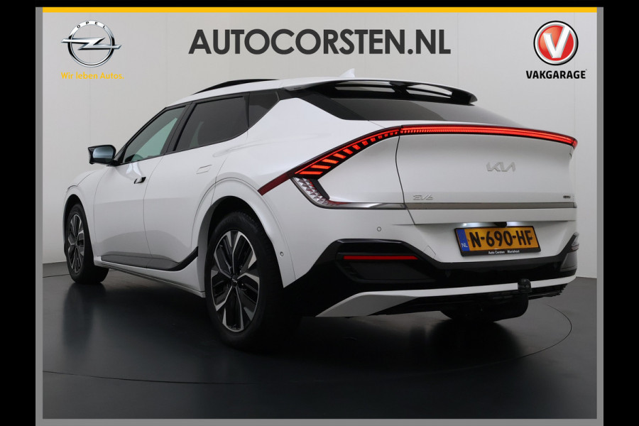 Kia Ev6 GT-Line 77.4 kWh SOH 95% Panoramadak V2L Warmtepomp Trekhaak Head-Up Display Meridian®-Surround Adap.Cruise Matrix Led 360°Camer Stoel+Stuurverwarming Stoel Massage+Ventilatie Elek.Stoelen+Memory Elek.Achterklep Privacy Glas Dealeronderhouden 1e Eigenaar Origineel Nederlandse Auto