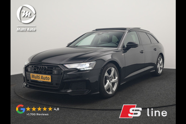 Audi A6 Avant 50 TFSI e Quattro 2x S Line PHEV 300pk Dealer O.H. | Trekhaak Af Fabriek | Panodak | Adaptive Cruise | Camera | Lederen Sportstoelen & Stuur Verwarmd | Blis | Sfeerverlichting | Apple Carplay | Navigatie | DAB | Plug In Hybrid |