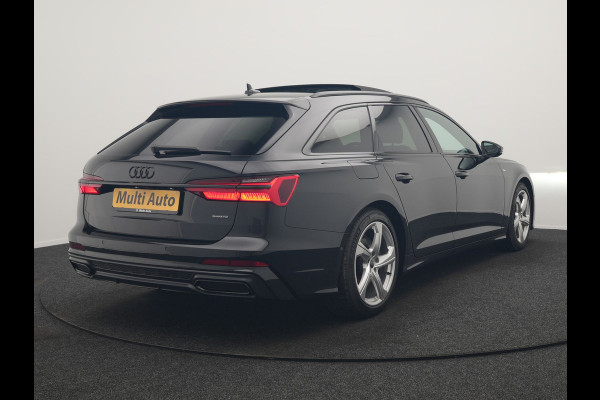 Audi A6 Avant 50 TFSI e Quattro 2x S Line PHEV 300pk Dealer O.H. | Trekhaak Af Fabriek | Panodak | Adaptive Cruise | Camera | Lederen Sportstoelen & Stuur Verwarmd | Blis | Sfeerverlichting | Apple Carplay | Navigatie | DAB | Plug In Hybrid |