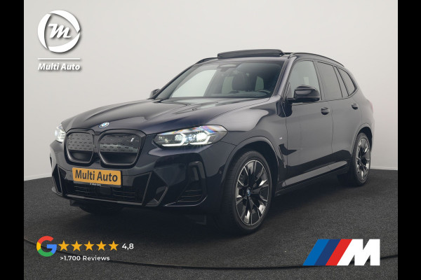 BMW iX3 M Sport 80 kWh 286pk Dealer O.H. | Trekhaak Af Fabriek | Panodak | Head Up | Adaptive Cruise | 360 Camera | Adaptief Onderstel | Harman / Kardon | Lederen Sportstoelen Memory & Verwarmd | Keyless | Blis | Apple Carplay | Sfeerverlichting | Navigatie | DAB | 20"L.M |