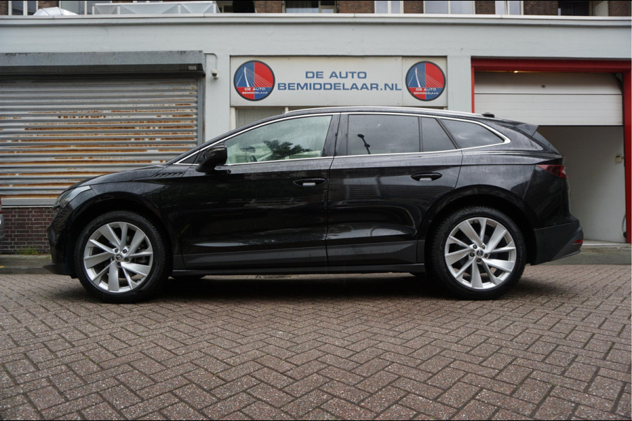 Škoda ENYAQ iV 60 | NL Auto | 1ste eigenaar | Trekhaak | Adaptive+Lane | Sfeer | 20inch | Leer/ stof | Luxe zeer nette auto