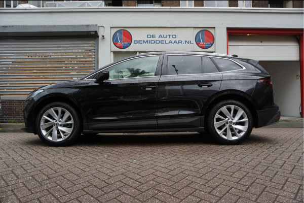 Škoda ENYAQ iV 60 | NL Auto | 1ste eigenaar | Trekhaak | Adaptive+Lane | Sfeer | 20inch | Leer/ stof | Luxe zeer nette auto