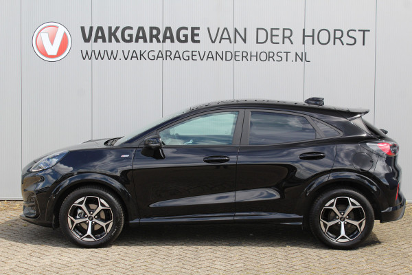 Ford Puma 1.0-125pk EcoBoost Mild-Hybrid ST-Line X AUTOMAAT ! Heerlijk comfortabele, sportieve en luxe hoogzitter, fabr. garamtie t/m 15-07-2029 ! Autm. airco, stoel-, stuur- en voorraamverw., navigatie, telefoonvoorb., lane- en side assist, adapt. cruise cntrl etc.