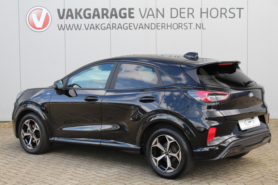 Ford Puma 1.0-125pk EcoBoost Mild-Hybrid ST-Line X AUTOMAAT ! Heerlijk comfortabele, sportieve en luxe hoogzitter, fabr. garamtie t/m 15-07-2029 ! Autm. airco, stoel-, stuur- en voorraamverw., navigatie, telefoonvoorb., lane- en side assist, adapt. cruise cntrl etc.