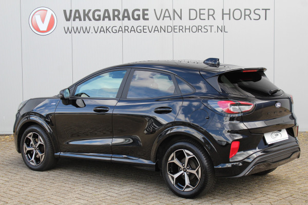 Ford Puma 1.0-125pk EcoBoost Mild-Hybrid ST-Line X AUTOMAAT ! Heerlijk comfortabele, sportieve en luxe hoogzitter, fabr. garamtie t/m 15-07-2029 ! Autm. airco, stoel-, stuur- en voorraamverw., navigatie, telefoonvoorb., lane- en side assist, adapt. cruise cntrl etc.
