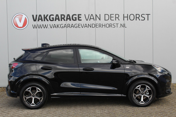 Ford Puma 1.0-125pk EcoBoost Mild-Hybrid ST-Line X AUTOMAAT ! Heerlijk comfortabele, sportieve en luxe hoogzitter, fabr. garamtie t/m 15-07-2029 ! Autm. airco, stoel-, stuur- en voorraamverw., navigatie, telefoonvoorb., lane- en side assist, adapt. cruise cntrl etc.