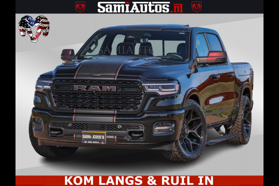Dodge Ram Limited Night High Output 540HP 706Nm | Massage + Full Option | De Meest Luxe en Volle Pick-Up in zijn Klasse | Comfortabele Dubbele Cabine met Royale 5 Zitplaatsen | BPM vrij | Nu Leverbaar uit Voorraad | Voorraad Nr 2335 - 5153 |