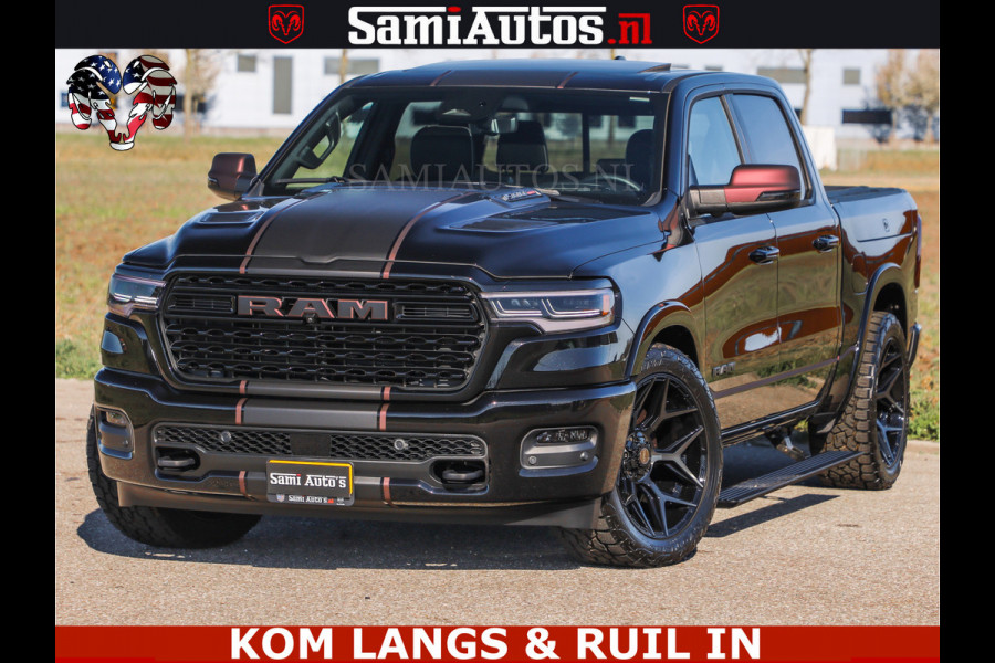 Dodge Ram Limited Night High Output 540HP 706Nm | Massage + Full Option | De Meest Luxe en Volle Pick-Up in zijn Klasse | Comfortabele Dubbele Cabine met Royale 5 Zitplaatsen | BPM vrij | Nu Leverbaar uit Voorraad | Voorraad Nr 2335 - 5153 |