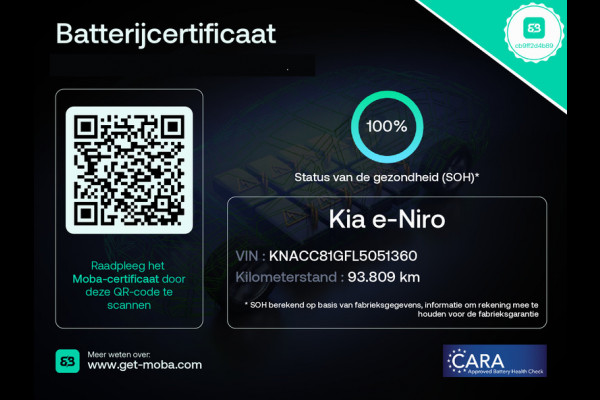 Kia e-Niro EXECUTIVE 64kWh 3 FASE ACCU SOH100% GARANTIE 2031* STOEL & STUUR VERWARMING. NAVIGATIE . PDC V+A