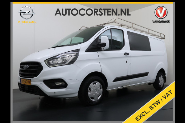 Ford Transit Custom 300 2.0TDCI L2H1 Dubbele Cabine 6-Persoons Trekhaak Navi Camera Cruise Control Imperiaal Airco Stoelverwarming Pdc DC DAB Bluetooth Betonplex Vloer Wandbetimmering 2.750KG Trekgewicht Origineel Nederlandse Auto