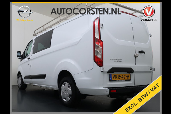 Ford Transit Custom 300 2.0TDCI L2H1 Dubbele Cabine 6-Persoons Trekhaak Navi Camera Cruise Control Imperiaal Airco Stoelverwarming Pdc DC DAB Bluetooth Betonplex Vloer Wandbetimmering 2.750KG Trekgewicht Origineel Nederlandse Auto