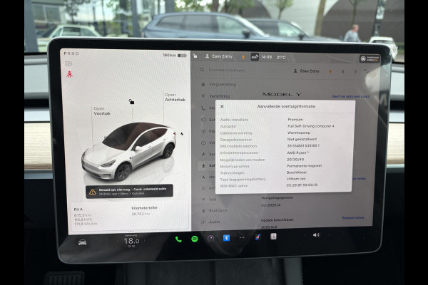 Tesla Y Long Range RWD 75 kWh SOH 97% |26.000KM! | AFNEEMBARE TREKHAAK| RESTERENDE ALGEMENE FABRIEKSGARANTIE TESLA T/M 02-2029 OF 80.000KM| ACCU + AANDRIJFLIJN T/M 02-2033/ 192.000KM| RIJKLAAR GELEVERD
