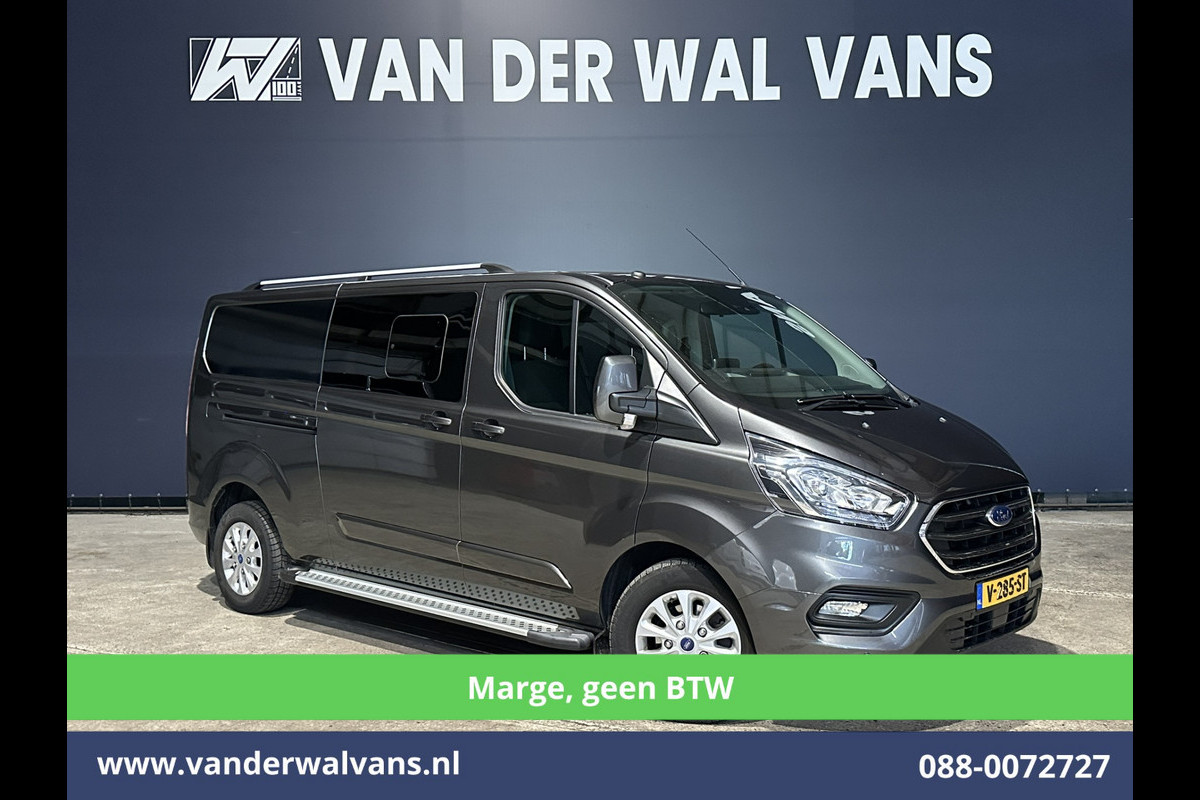 Ford Transit Custom 2.0 TDCI **MARGE, Geen BTW** 170pk L2H1 Dubbele Cabine Euro6 Airco | 5-Zits | 2x Zijdeur | Camera | Apple Carplay | Navigatie |  Android Auto, Cruisecontrol, LED, LM velgen, Parkeersensoren, Sidebars, Verwarmde Voorruit, Stoelverwarming, Dakdragers