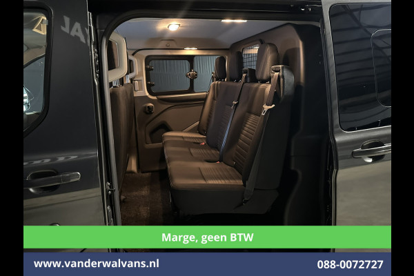 Ford Transit Custom 2.0 TDCI **MARGE, Geen BTW** 170pk L2H1 Dubbele Cabine Euro6 Airco | 5-Zits | 2x Zijdeur | Camera | Apple Carplay | Navigatie |  Android Auto, Cruisecontrol, LED, LM velgen, Parkeersensoren, Sidebars, Verwarmde Voorruit, Stoelverwarming, Dakdragers