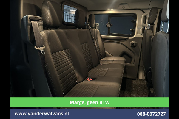 Ford Transit Custom 2.0 TDCI **MARGE, Geen BTW** 170pk L2H1 Dubbele Cabine Euro6 Airco | 5-Zits | 2x Zijdeur | Camera | Apple Carplay | Navigatie |  Android Auto, Cruisecontrol, LED, LM velgen, Parkeersensoren, Sidebars, Verwarmde Voorruit, Stoelverwarming, Dakdragers