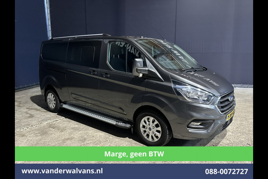 Ford Transit Custom 2.0 TDCI **MARGE, Geen BTW** 170pk L2H1 Dubbele Cabine Euro6 Airco | 5-Zits | 2x Zijdeur | Camera | Apple Carplay | Navigatie |  Android Auto, Cruisecontrol, LED, LM velgen, Parkeersensoren, Sidebars, Verwarmde Voorruit, Stoelverwarming, Dakdragers