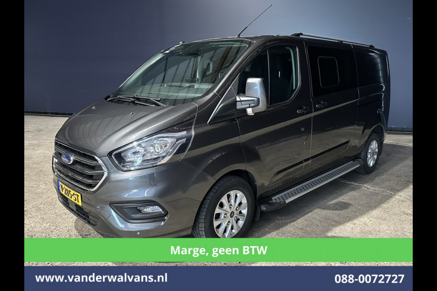 Ford Transit Custom 2.0 TDCI **MARGE, Geen BTW** 170pk L2H1 Dubbele Cabine Euro6 Airco | 5-Zits | 2x Zijdeur | Camera | Apple Carplay | Navigatie |  Android Auto, Cruisecontrol, LED, LM velgen, Parkeersensoren, Sidebars, Verwarmde Voorruit, Stoelverwarming, Dakdragers