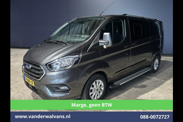 Ford Transit Custom 2.0 TDCI **MARGE, Geen BTW** 170pk L2H1 Dubbele Cabine Euro6 Airco | 5-Zits | 2x Zijdeur | Camera | Apple Carplay | Navigatie |  Android Auto, Cruisecontrol, LED, LM velgen, Parkeersensoren, Sidebars, Verwarmde Voorruit, Stoelverwarming, Dakdragers