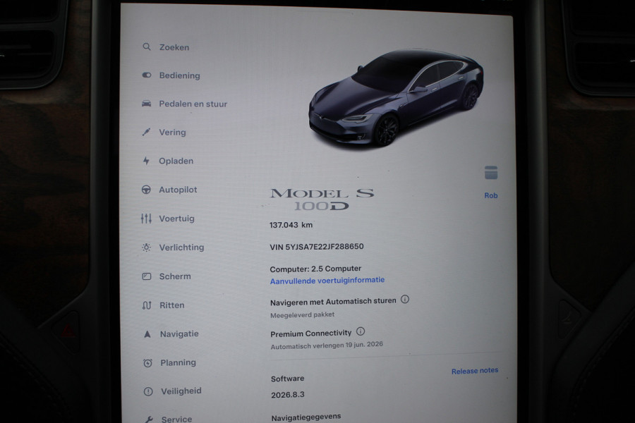 Tesla Model S 100D / SoH 88,6% / Autopilot 2.5 / Luchtvering / Panoramadak / Performance package / Leder / Navigatie / 20'' / Audio Premium
