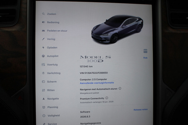 Tesla Model S 100D / SoH 88,6% / Autopilot 2.5 / Luchtvering / Panoramadak / Performance package / Leder / Navigatie / 20'' / Audio Premium