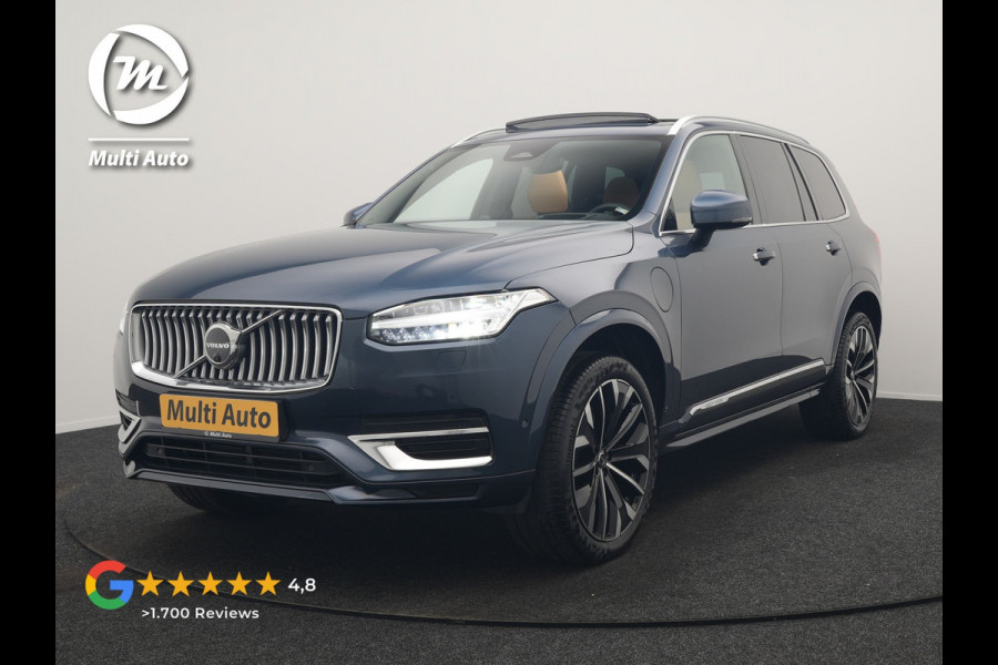 Volvo XC90 T8 Recharge AWD Ultimate Bright 7 Persoons LONG RANGE PHEV 455pk Dealer O.H. | Trekhaak Af Fabriek | Panodak | Head Up | Adaptive Cruise | 360 Camera | Bowers & Wilkins | Lederen Sportstoelen Massage & Memory & Ventilatie | Google Assistent | Stoelen & Stuur Verwarmd  | Keyless | Blis | Plug In Hybrid |
