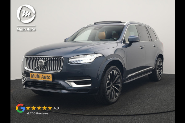 Volvo XC90 T8 Recharge AWD Ultimate Bright 7 Persoons LONG RANGE PHEV 455pk Dealer O.H. | Trekhaak Af Fabriek | Panodak | Head Up | Adaptive Cruise | 360 Camera | Bowers & Wilkins | Lederen Sportstoelen Massage & Memory & Ventilatie | Google Assistent | Stoelen & Stuur Verwarmd  | Keyless | Blis | Plug In Hybrid |