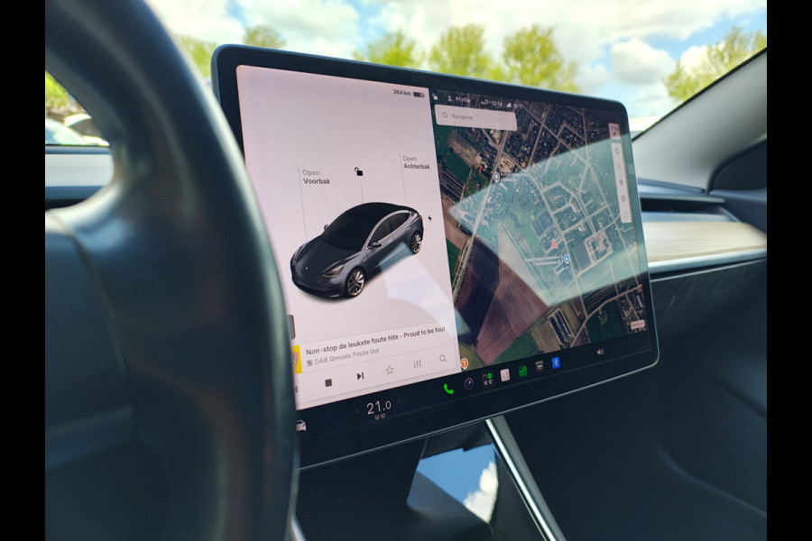 Tesla Model 3 Long Range AWD 75kWh 19"Lmv Autopilot Panoramadak Navi Ecc Camera's Adap.Cruise Leder Keyless Elek.Stoelen+Memory+Verwarmd Audiosysteem premium 4WD Spraakbediening Origineel Nederlandse Auto